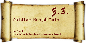 Zeidler Benjámin névjegykártya